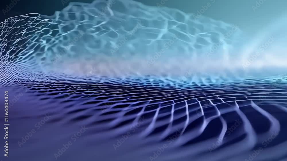 Poster abstract blue gray background with dynamic circular lines with glare.