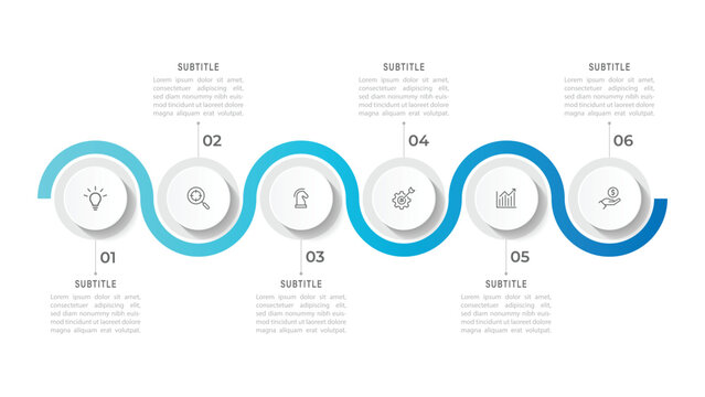 Vector infographic circle design template with 6 option or steps.