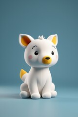 Naklejka premium there is a white cat with yellow ears sitting on a blue surface