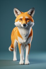 Obraz premium realistic illustration of a fox standing on a blue surface