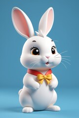 Obraz premium there is a white rabbit with a red collar and a bow tie