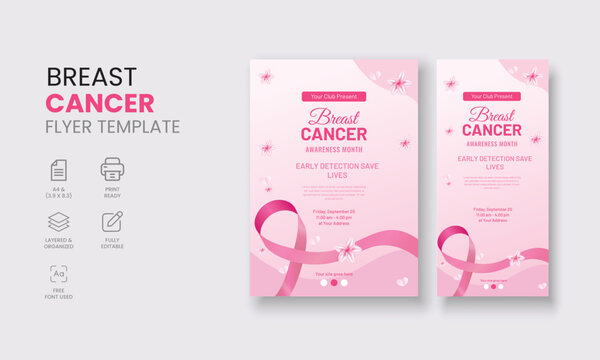 Breast Cancer Awareness Month, Breast Cancer Support Group flyer, Cancer Support Group Flyers Template, Breast Cancer Banner