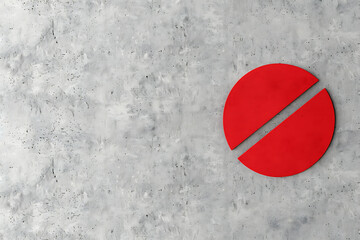 graphic design, a bold prohibition symbol design featuring a striking red circle with a slash, set against a textured gray background, conveying a sense of urgency