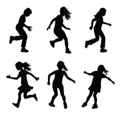 A set of children playing silhouette vector illustration