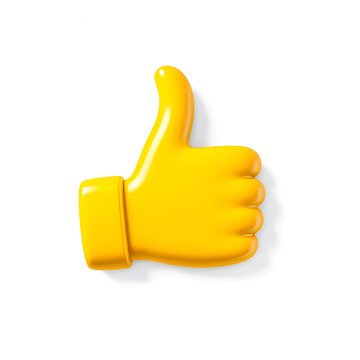 3D glossy thumb up button, react icon, like icon,  agree icon 3D, white background