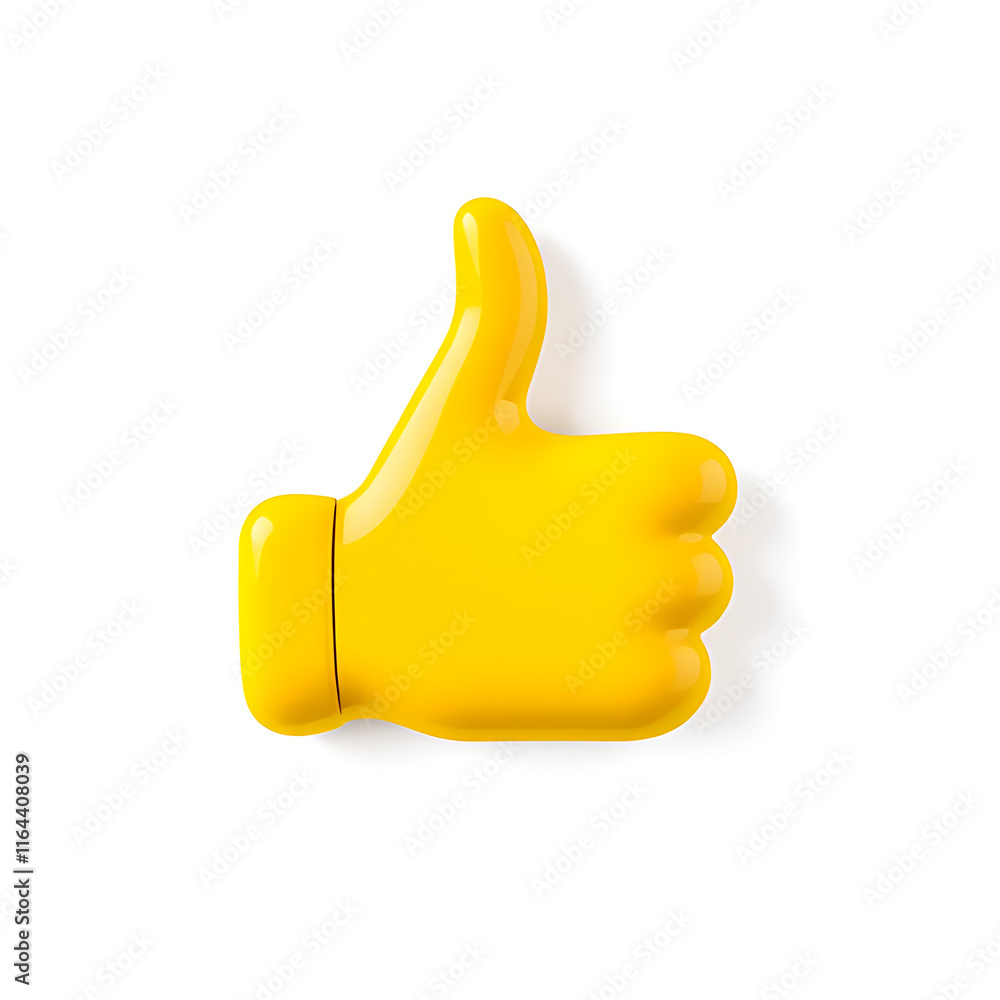 Wall mural 3d glossy thumb up button, react icon, like icon, agree icon 3d, white background
