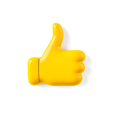 3D glossy thumb up button, react icon, like icon,  agree icon 3D, white background