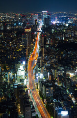 Tokyo Tower at night with street view
