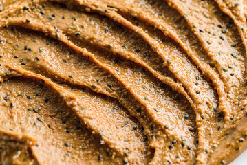 peanut butter with chia on a light background