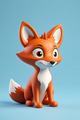 Obraz premium there is a small toy fox sitting on a blue surface