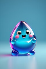 a close up of a blue and purple water drop with a smiley face