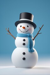 Fototapeta premium there is a snowman with a hat and scarf on