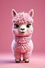 Fototapeta premium a close up of a pink llama with big eyes