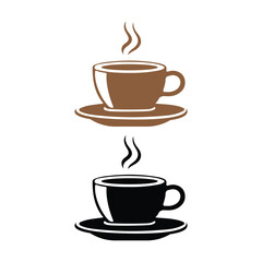 Coffee cup silhouettes with white background