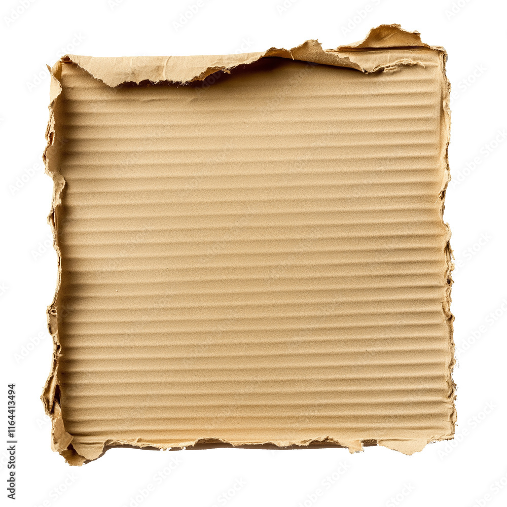 Poster Torn cardboard piece on white background creating copy space