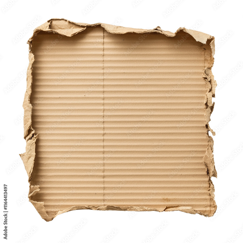 Poster Piece of torn cardboard on white background creating frame