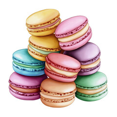 Fototapeta premium Colorful macarons forming a tempting pyramid on white background