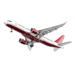 Modern passenger airplane taking off on white background