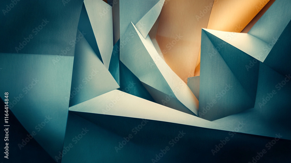Poster abstract geometric shapes create a feeling of depth and light in a modern artwork