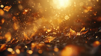 Autumnal Enchantment: Golden Leaves Dance in Sunlight
