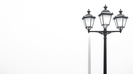 A black streetlamp on a white background.