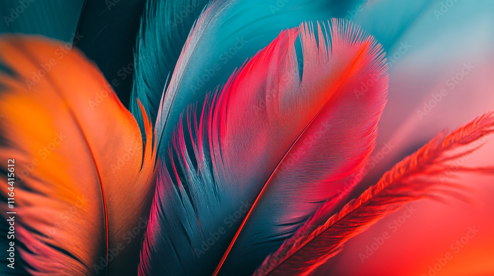 Poster colorful feathers create a vibrant abstract design reflecting artistic expression
