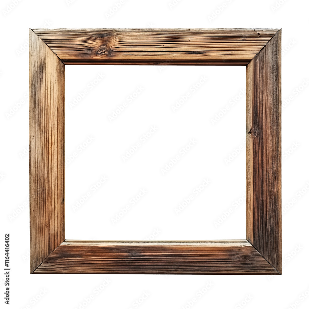 Poster empty rustic wooden picture frame isolated on white background