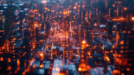 Obraz premium Futuristic Cityscape: A Digital Metropolis at Night