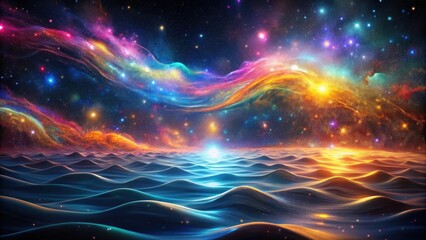 Obraz premium Celestial Ocean A Dreamlike Landscape of Wavy Sands Under a Vibrant, Starry Sky
