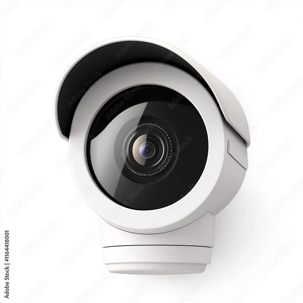 Poster white security camera observing on white background
