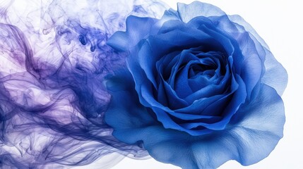 Stunning Blue Rose with Purple Smoke Background for Artistic Design
