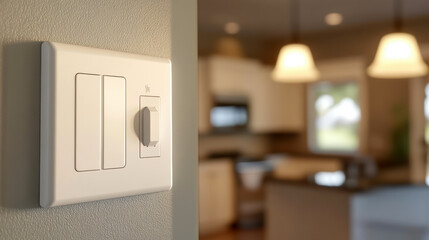 Controlling ambience with light switches in modern kitchen interior residential home design
