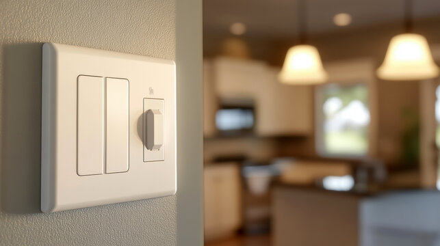 Controlling ambience with light switches in modern kitchen interior residential home design