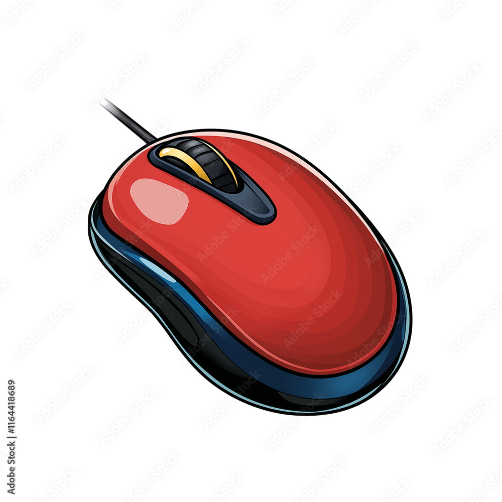Poster red and blue wireless computer mouse with scroll wheel connecting