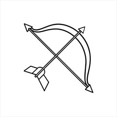 Archery Bow and Arrow Line Art Icon for Creative Projects