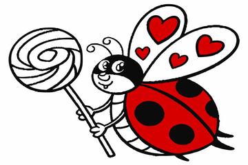 Vector Line Art: Valentine Heartfelt Hiccup in White