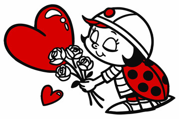Vector Line Art: Valentine Heartfelt Hiccup in White