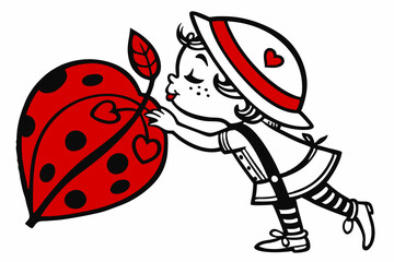 Vector Line Art: Valentine Heartfelt Hiccup in White