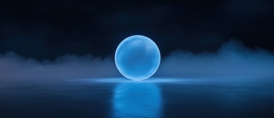 A blue sphere is floating in the water
