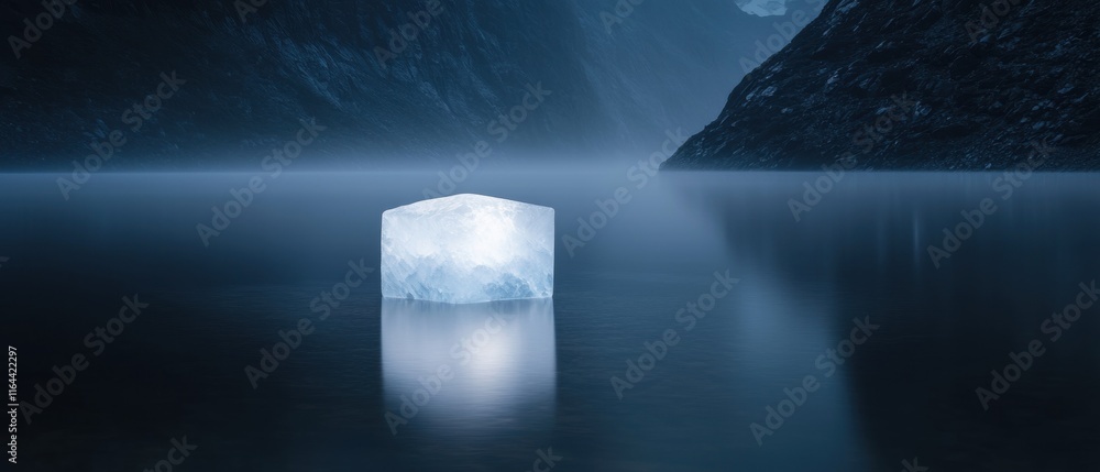Poster a large block of ice is floating in the water