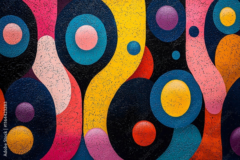 Poster vibrant abstract patterns and colors representing creativity and curiosity in an educational setting