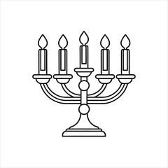 Minimalist Candelabra Line Art Icon on Clean White Background