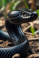 Fototapeta premium A black cobra