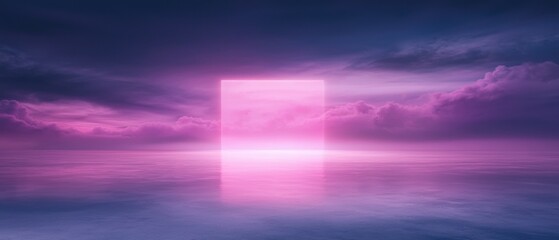A pink square is floating in the water
