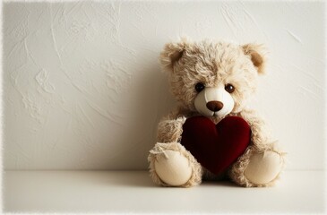 Toy soft bear with red roses for Valentine's theme with red heart