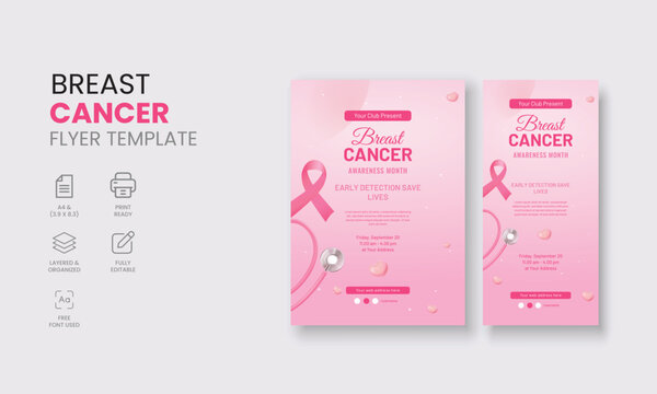 Breast Cancer Awareness Month, Breast Cancer Support Group flyer, Cancer Support Group Flyers Template, Breast Cancer Banner