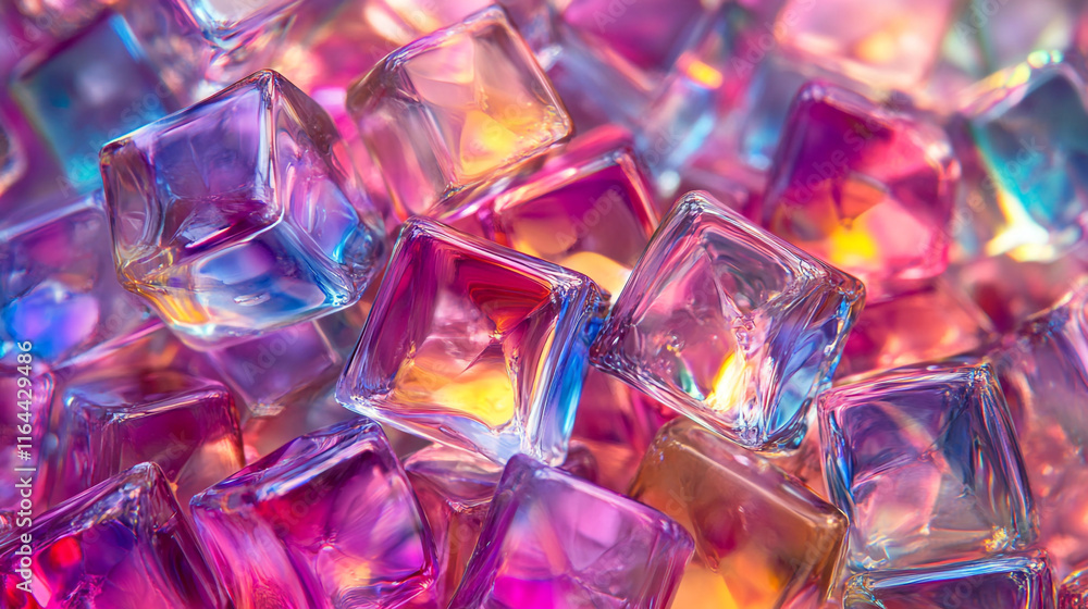 Aufkleber colorful ice cubes create a vibrant display in various shades and transparency