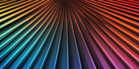 Obraz premium A vibrant, abstract design featuring radiating lines in a spectrum of colors, creating a dynamic and visually striking pattern.