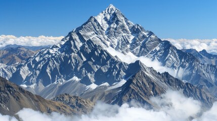 Obraz premium Majestic mountain peaks rising above dreamlike clouds in a stunning natural landscape