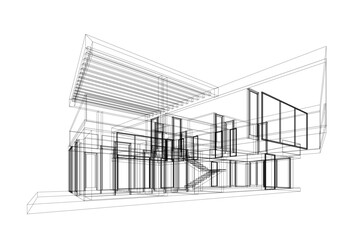 House building sketch architectural 3d rendering
